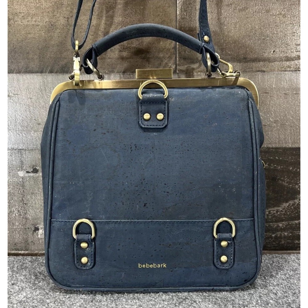 Laflore Paris Bebebark Convertible Purse Eco-Friendly Cork Bag Navy Blue